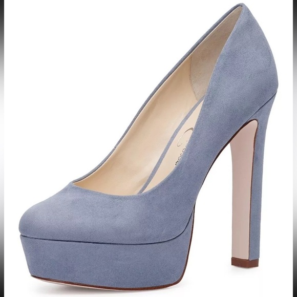 JESSICA SIMPSON Nellah Ash Blue High Heel Platform Pumps Size 8 - Picture 5 of 9